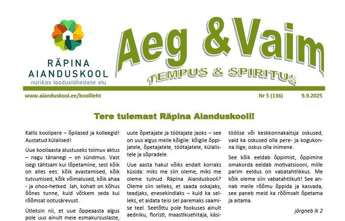 Aeg & Vaim 2025 september, nr 5 (136)