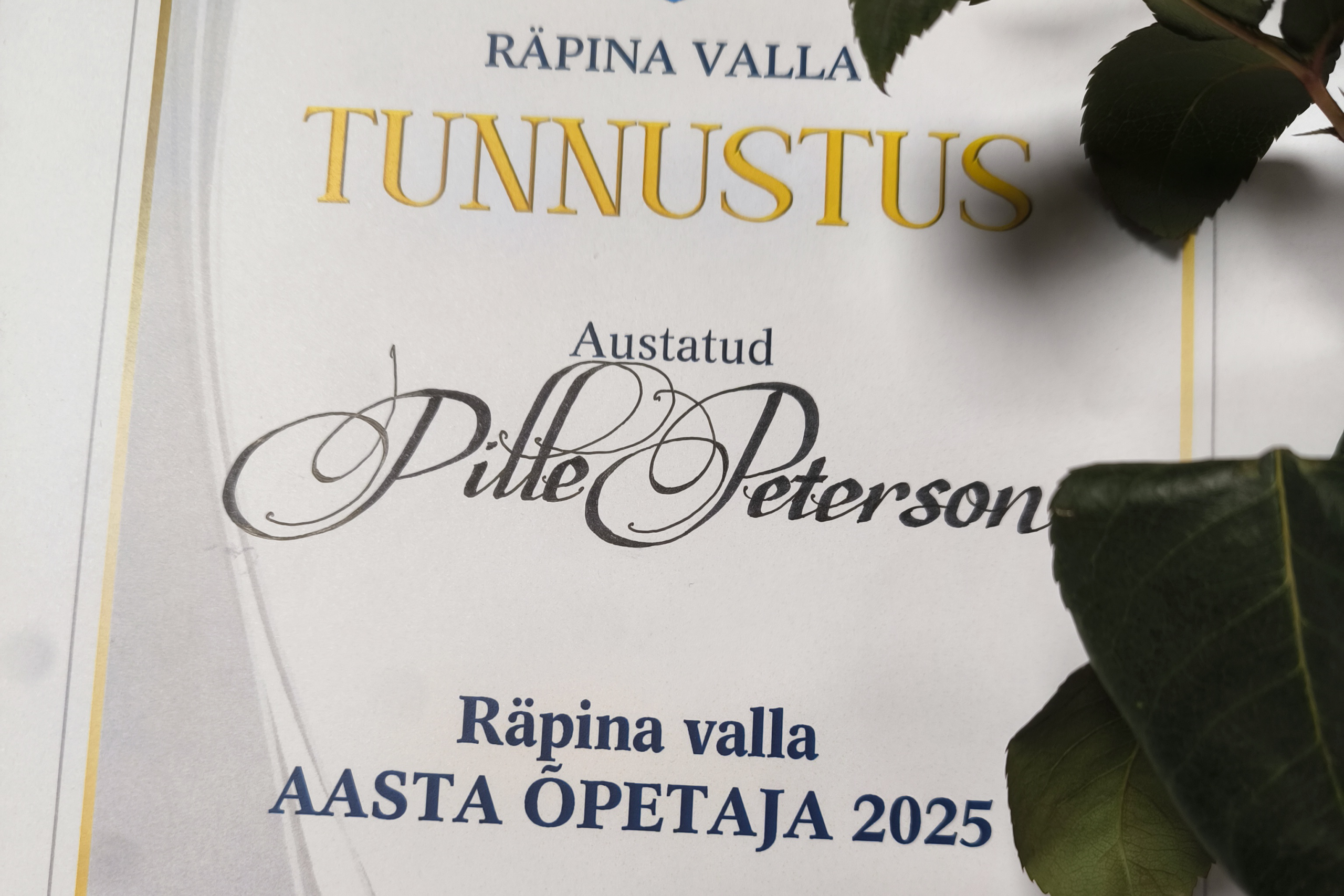 Räpina Valla aasta õpetaja tiitel Pille Petersonile